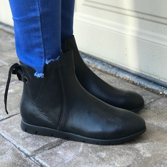Anthropologie Shoes - Black Back Lacing Calf Leather Urban Boots